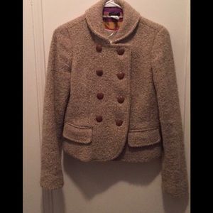 J Crew Double-Breasted Tan Tweed Blazer Size 6